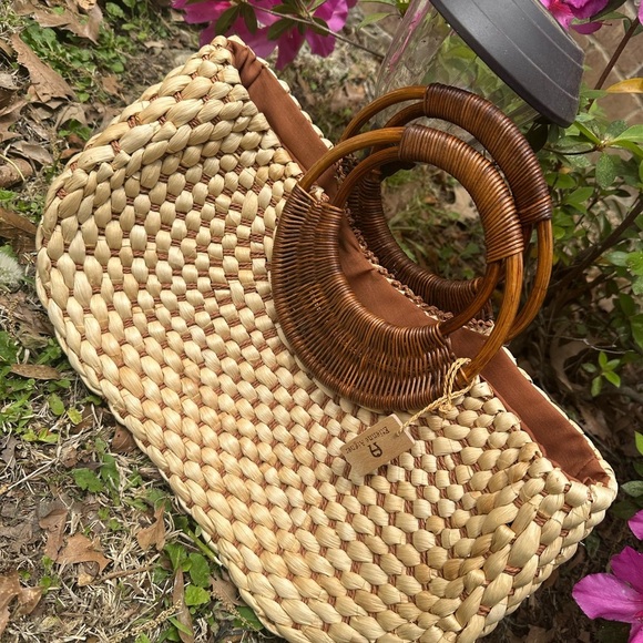 Etienne Aigner Handbags - Etinne Aigner Woven Tan and Brown Handbag
